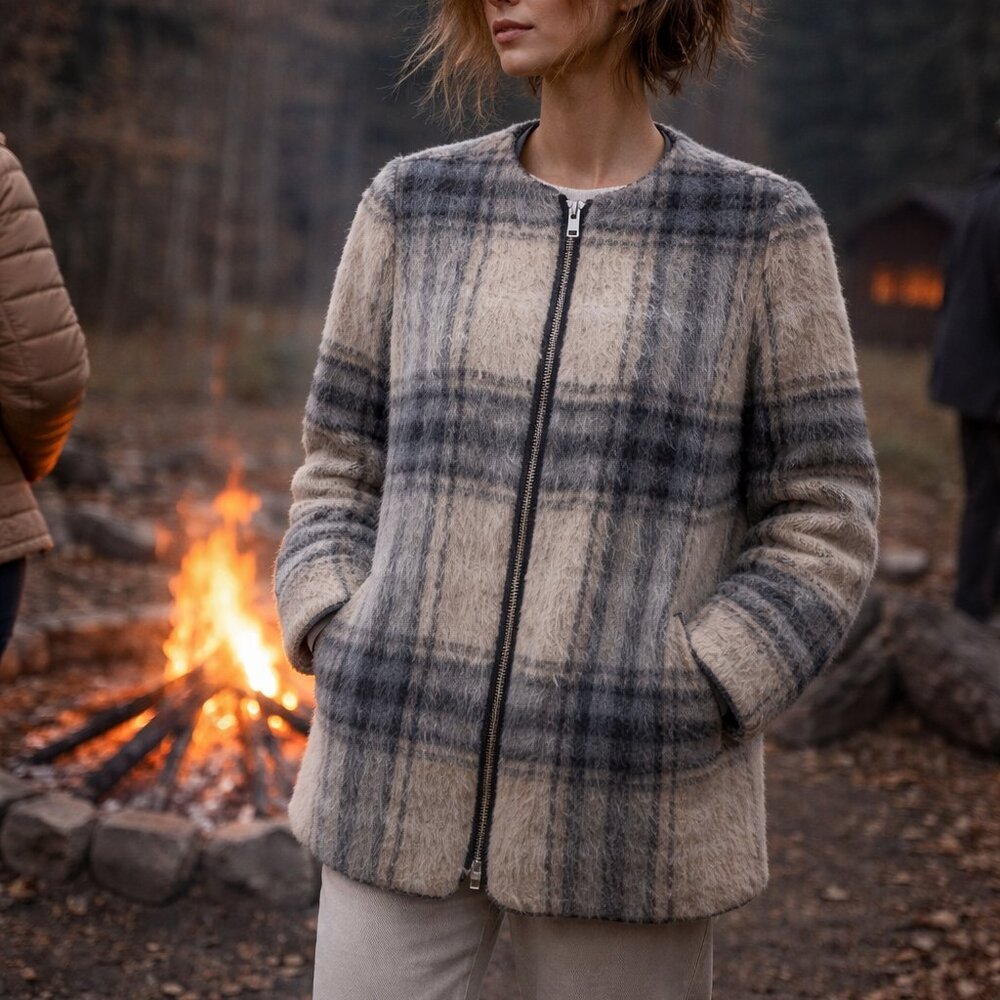 Wilfred Aritzia Plaid Wool Mohair Quilted Jacket XS